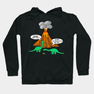 Dinosaurs and Volcano - Funny Dinosaurs Hoodie